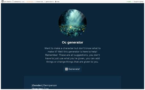  community (21h) tutorial. . Oc generator perchance